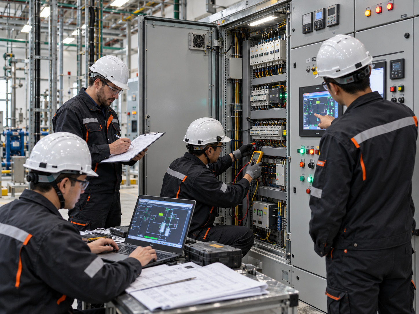 Industrial control room commissioning team