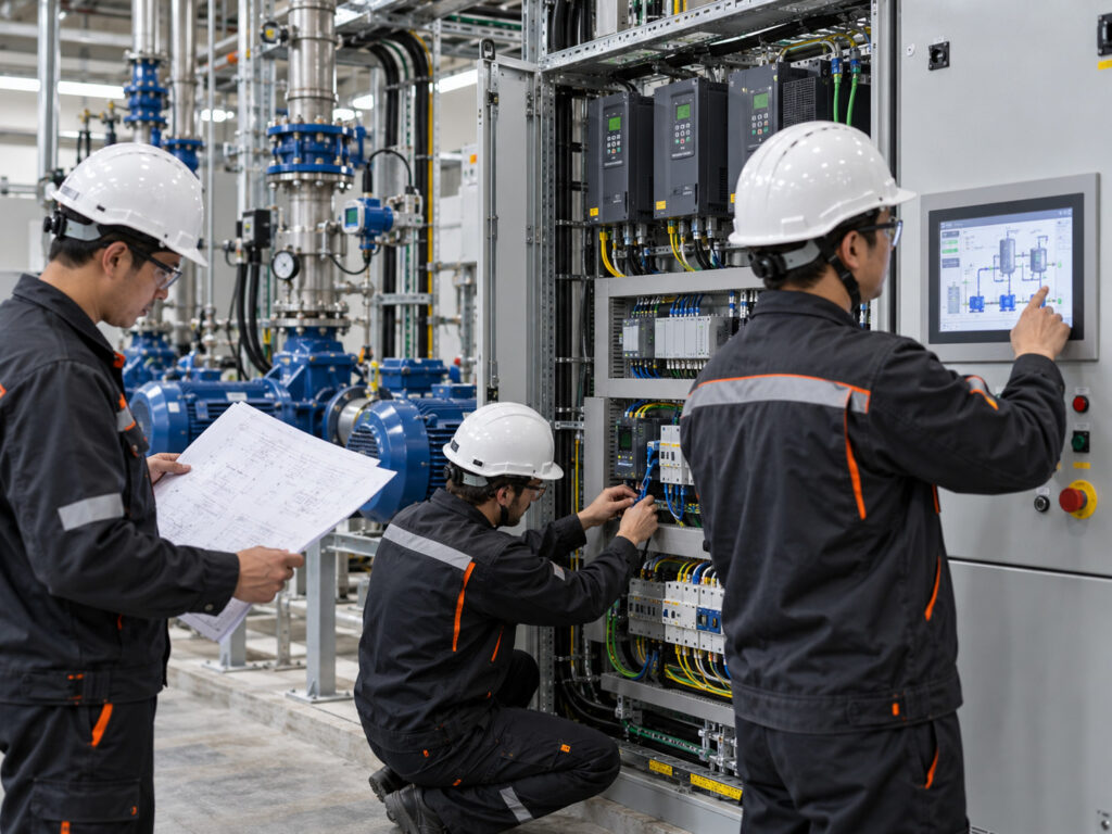 Industrial control room team at work