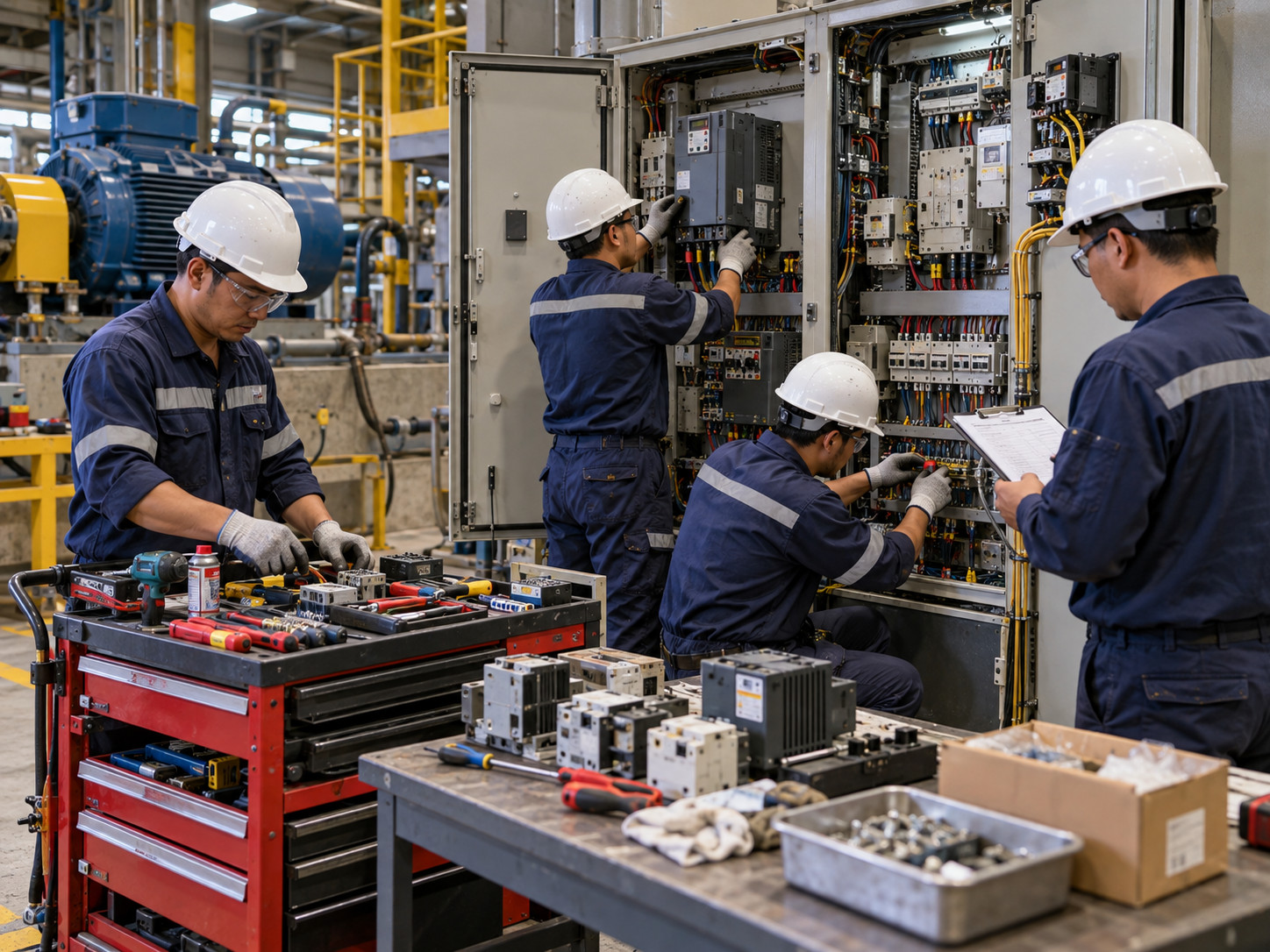 Industrial team electrical maintenance